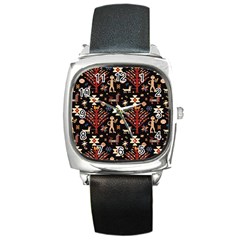 Carpet-symbols Square Metal Watch by Gohar