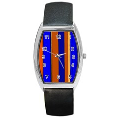 Abstract Blue And Orange 930 Barrel Style Metal Watch by KorokStudios