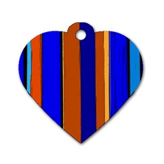 Abstract Blue And Orange 930 Dog Tag Heart (one Side)