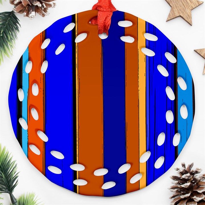 Abstract Blue And Orange 930 Ornament (Round Filigree)