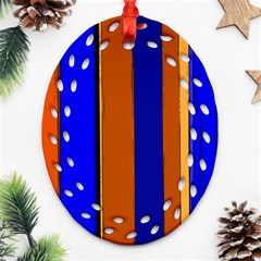 Abstract Blue And Orange 930 Oval Filigree Ornament (two Sides) by KorokStudios