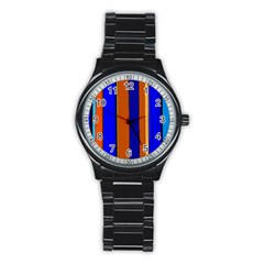 Abstract Blue And Orange 930 Stainless Steel Round Watch by KorokStudios