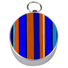 Abstract Blue And Orange 930 Silver Compasses