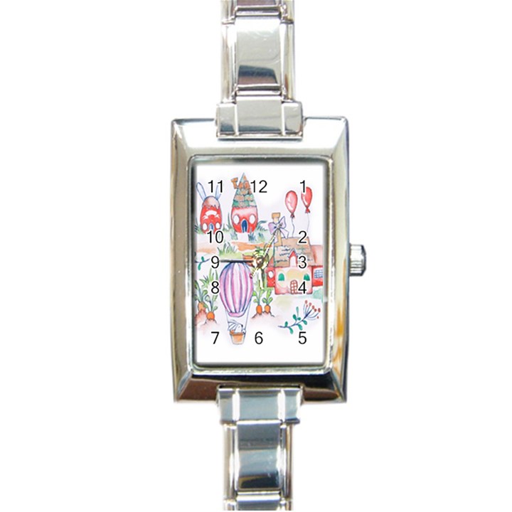 Easter Village  Rectangle Italian Charm Watch