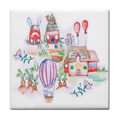 Easter Village  Tile Coaster by ConteMonfrey