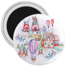 Easter Village  3  Magnets by ConteMonfrey