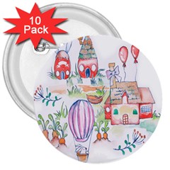 Easter Village  3  Buttons (10 Pack)  by ConteMonfrey