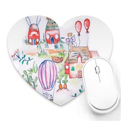 Easter Village  Heart Mousepad by ConteMonfrey