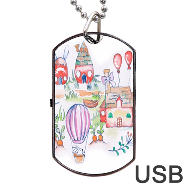 Easter Village  Dog Tag USB Flash (One Side)