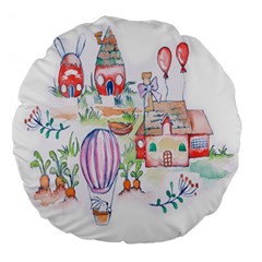 Easter Village  Large 18  Premium Flano Round Cushions by ConteMonfrey