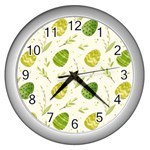 Easter Green Eggs  Wall Clock (Silver) Front