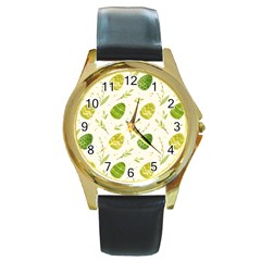 Easter Green Eggs  Round Gold Metal Watch by ConteMonfrey