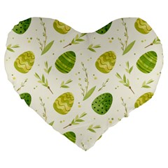 Easter Green Eggs  Large 19  Premium Heart Shape Cushions by ConteMonfrey