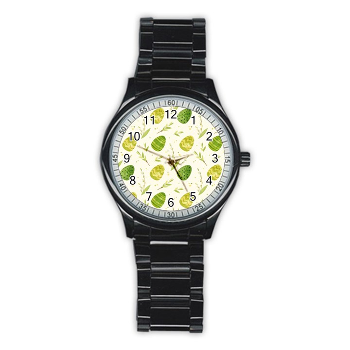 Easter Green Eggs  Stainless Steel Round Watch