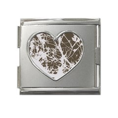 Botanical Motif Drawing Design Mega Link Heart Italian Charm (18mm)