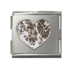 Botanical Motif Drawing Design Mega Link Heart Italian Charm (18mm) Front