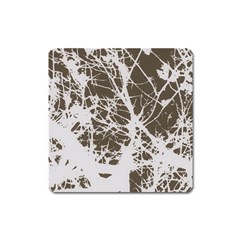 Botanical Motif Drawing Design Square Magnet