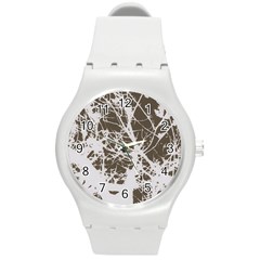 Botanical Motif Drawing Design Round Plastic Sport Watch (m) by dflcprintsclothing