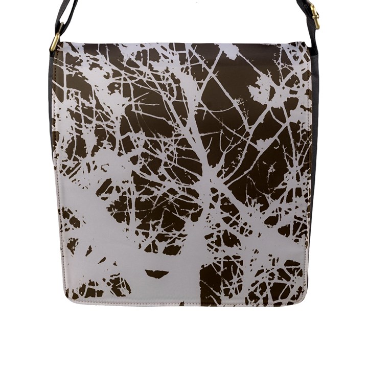 Botanical Motif Drawing Design Flap Closure Messenger Bag (L)