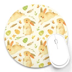 Cute Rabbits - Easter Spirit  Round Mousepad by ConteMonfrey