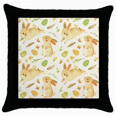 Cute Rabbits - Easter Spirit  Throw Pillow Case (black) by ConteMonfrey