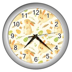 Cute Rabbits - Easter Spirit  Wall Clock (silver) by ConteMonfrey