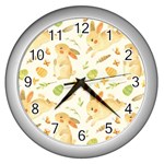 Cute Rabbits - Easter Spirit  Wall Clock (Silver) Front