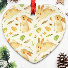 Cute Rabbits - Easter Spirit  Heart Ornament (two Sides) by ConteMonfrey