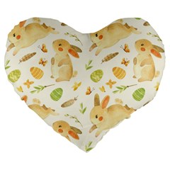 Cute Rabbits - Easter Spirit  Large 19  Premium Heart Shape Cushions by ConteMonfrey