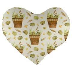 Plant Pot Easter Large 19  Premium Flano Heart Shape Cushions by ConteMonfrey