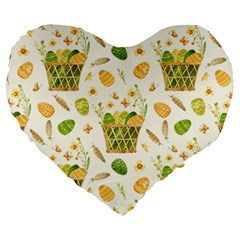 Easter Eggs   Large 19  Premium Heart Shape Cushions by ConteMonfrey