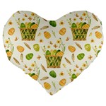 Easter Eggs   Large 19  Premium Flano Heart Shape Cushions Back