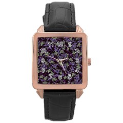 Abstract Collage Random Pattern Rose Gold Leather Watch  by dflcprintsclothing