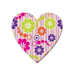 Multicolored Floral Wallpaper Pattern Background Texture Surface Heart Magnet by danenraven