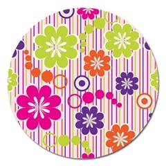 Multicolored Floral Wallpaper Pattern Background Texture Surface Magnet 5  (round) by danenraven