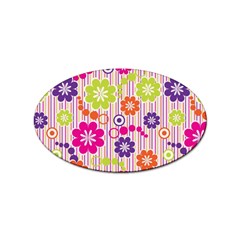 Multicolored Floral Wallpaper Pattern Background Texture Surface Sticker Oval (10 Pack) by danenraven