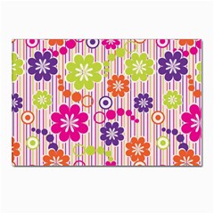 Multicolored Floral Wallpaper Pattern Background Texture Surface Postcard 4 x 6  (pkg Of 10)