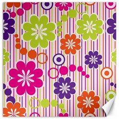 Multicolored Floral Wallpaper Pattern Background Texture Surface Canvas 20  X 20  by danenraven