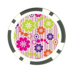 Multicolored Floral Wallpaper Pattern Background Texture Surface Poker Chip Card Guard by danenraven