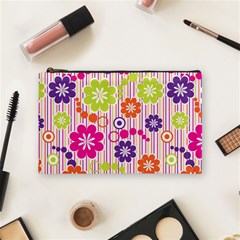 Multicolored Floral Wallpaper Pattern Background Texture Surface Cosmetic Bag (medium) by danenraven