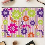 Multicolored Floral Wallpaper Pattern Background Texture Surface Cosmetic Bag (XXXL) Back