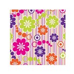 Multicolored Floral Wallpaper Pattern Background Texture Surface Square Satin Scarf (30  x 30 ) Front