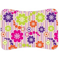 Multicolored Floral Wallpaper Pattern Background Texture Surface Velour Seat Head Rest Cushion by danenraven