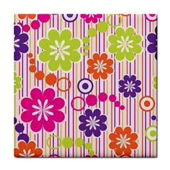 Multicolored Floral Wallpaper Pattern Background Texture Surface Tile Coaster by danenraven