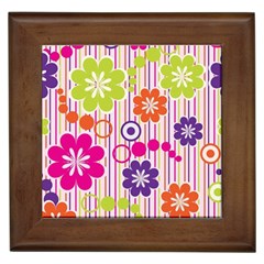 Multicolored Floral Wallpaper Pattern Background Texture Surface Framed Tile by danenraven