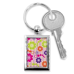 Multicolored Floral Wallpaper Pattern Background Texture Surface Key Chain (rectangle) by danenraven