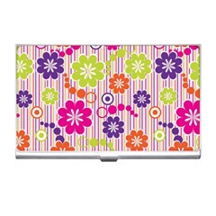 Multicolored Floral Wallpaper Pattern Background Texture Surface Business Card Holder by danenraven