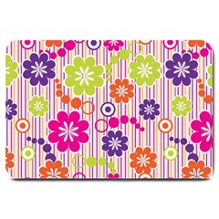 Multicolored Floral Wallpaper Pattern Background Texture Surface Large Doormat by danenraven