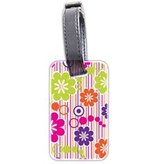 Multicolored Floral Wallpaper Pattern Background Texture Surface Luggage Tag (two Sides) by danenraven