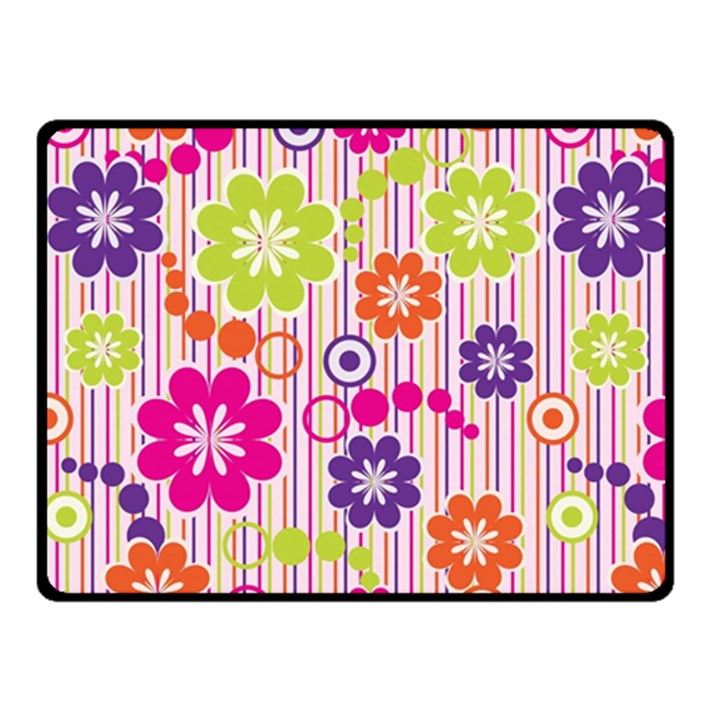 Multicolored Floral Wallpaper Pattern Background Texture Surface Double Sided Fleece Blanket (Small) 